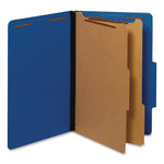 Colored Pressboard Top Tab Classification Folders, 2.5" Expansion, 2 Dividers, 6 Fasteners, Legal Size, Dark Blue, 10/Box