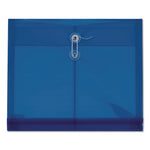 Poly Document File, String and Button Closure, 10 x 13, Blue, 5/Pack