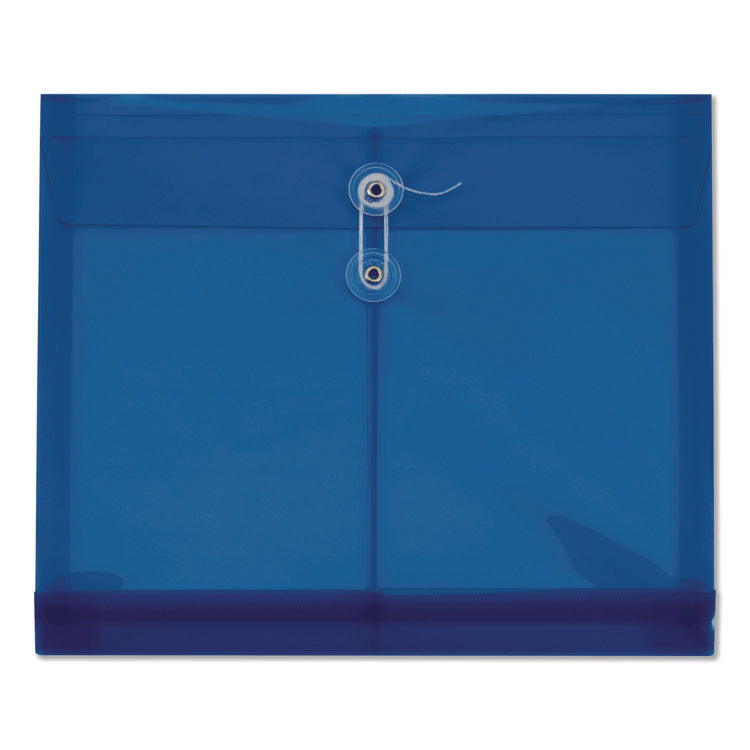Poly Document File, String and Button Closure, 10 x 13, Blue, 5/Pack