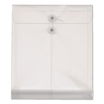 Poly Document File, String and Button Closure, 9.75" w, Clear, 5/Pack