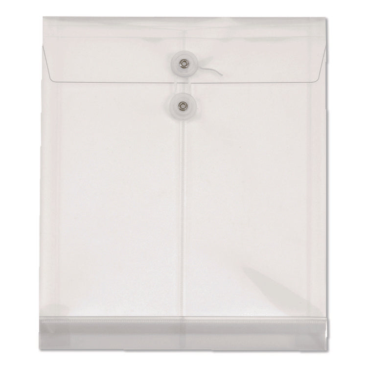 Poly Document File, String and Button Closure, 9.75" w, Clear, 5/Pack