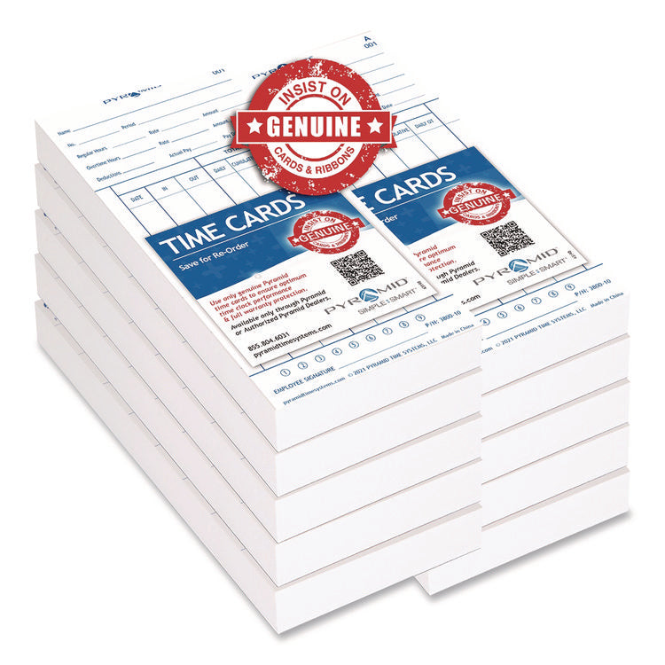 Time Cards For 3800 Time Clock, 1,000/Carton