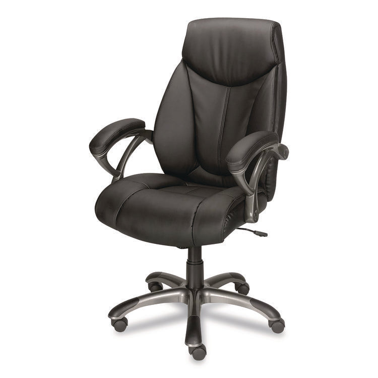 Ramsey Bonded Leather Manager Chair, Supports Up to 275 lb, 18.6" to 22.5" Seat Height, Black Seat/Back, Black Base