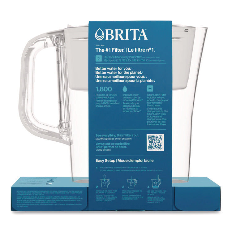 Small 6-Cup Water Filter Pitcher with 1 Standard Filter, Denali, White