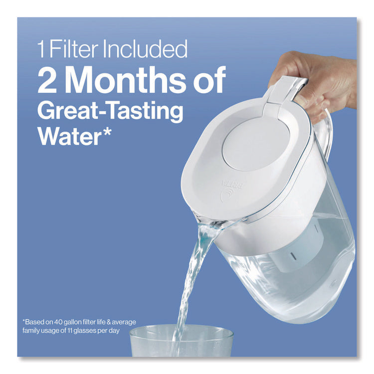 Small 6-Cup Water Filter Pitcher with 1 Standard Filter, Denali, White
