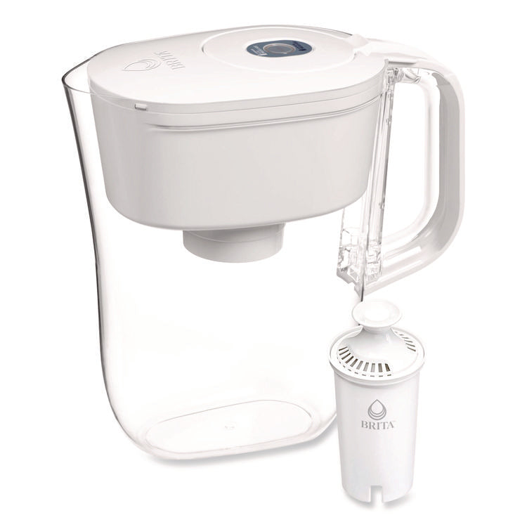 Small 6-Cup Water Filter Pitcher with 1 Standard Filter, Denali, White