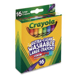 Ultra-Clean Washable Crayons, Large, Assorted, 16/Box