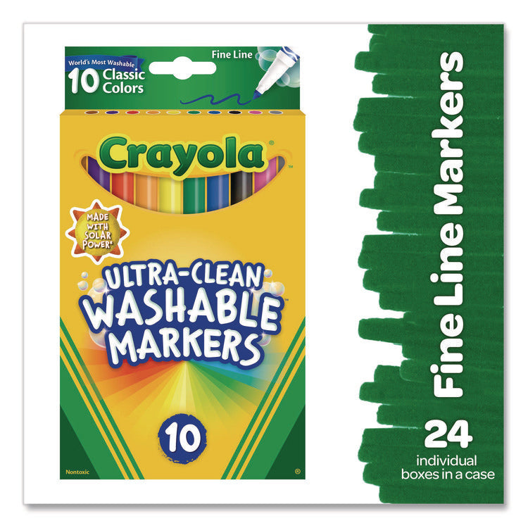 ULTRA-CLEAN WASHABLE MARKERS, FINE LINE PRECISION BULLET TIP, ASSORTED COLORS, 10/BOX