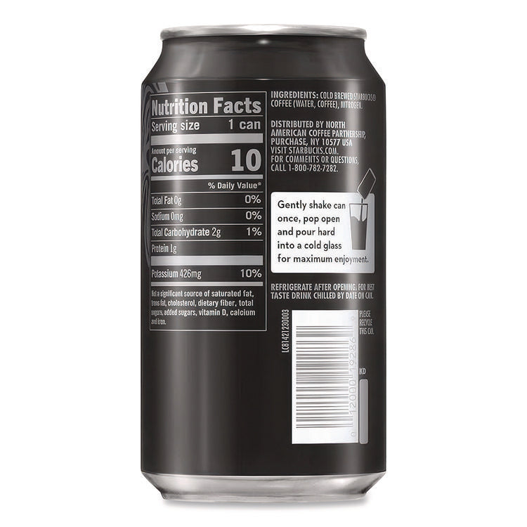 Nitro Cold Brew Coffee, Black Unsweetened, 9.6 oz Can, 12/Carton