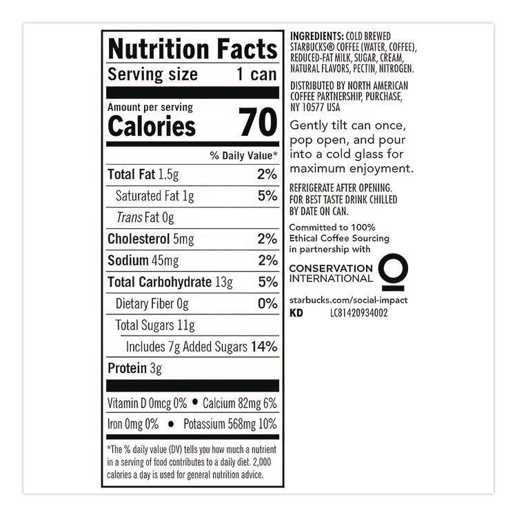 Nitro Cold Brew Coffee, Vanilla Sweet Cream, 9.6 oz Can, 12/Carton