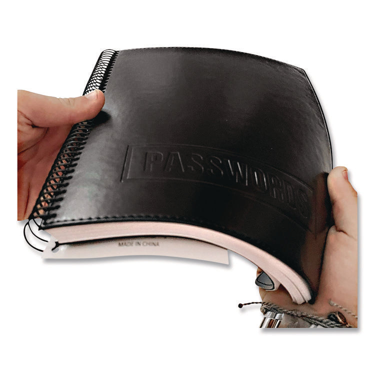 Executive Format Password Log Book, User-Name/Password Format, Black Cover, (72) 10 x 7.6 Sheets