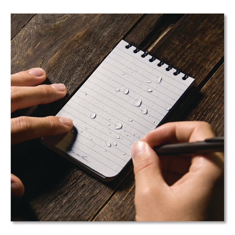 All-Weather Wire-O Notepad, Universal: Narrow Rule and Quadrille Rule, Black Cover, 50 White 3 x 5 Sheets