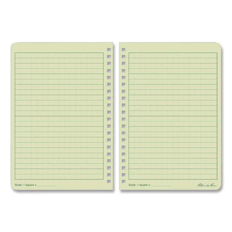 All-Weather Wire-O Notebook, 1-Subject, Universal: Narrow Rule and Quadrille Rule, Dark Green Cover, (32) 7 x 4.63 Sheets