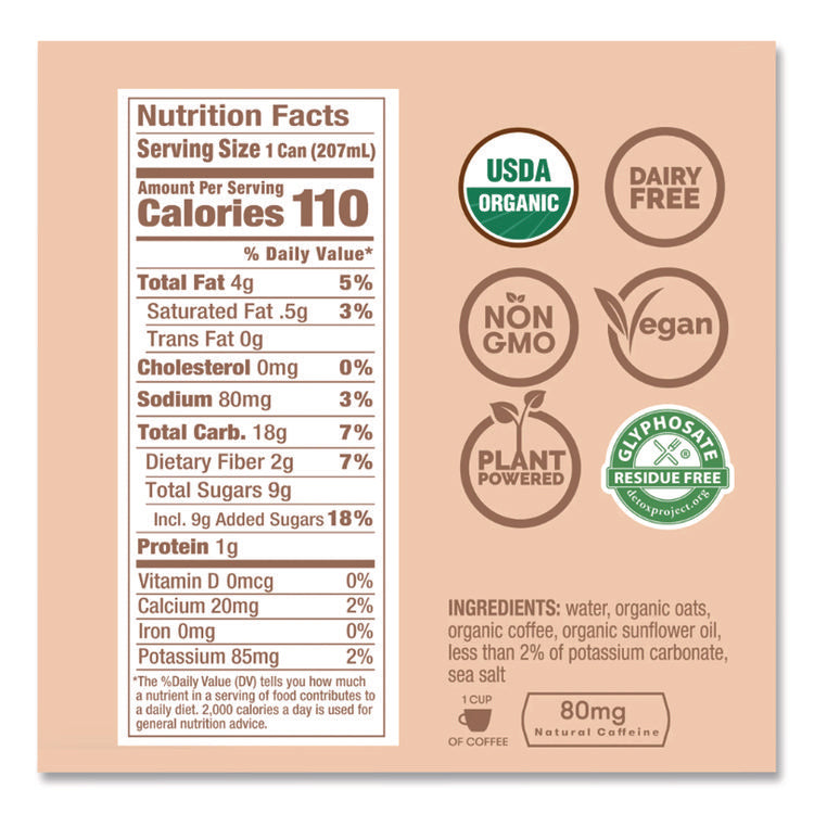 Nitro Cold Brew Latte, Oat Milk, 7 oz Can, 12/Carton