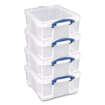 Snap-Lid Storage Bin, 4.49 Gal, 11" X 18" X 4", Clear/blue, 4/pack