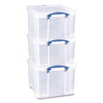 Snap-Lid Storage Bin, 8.45 Gal, 14" X 18" X 12.25", Clear/blue, 3/pack