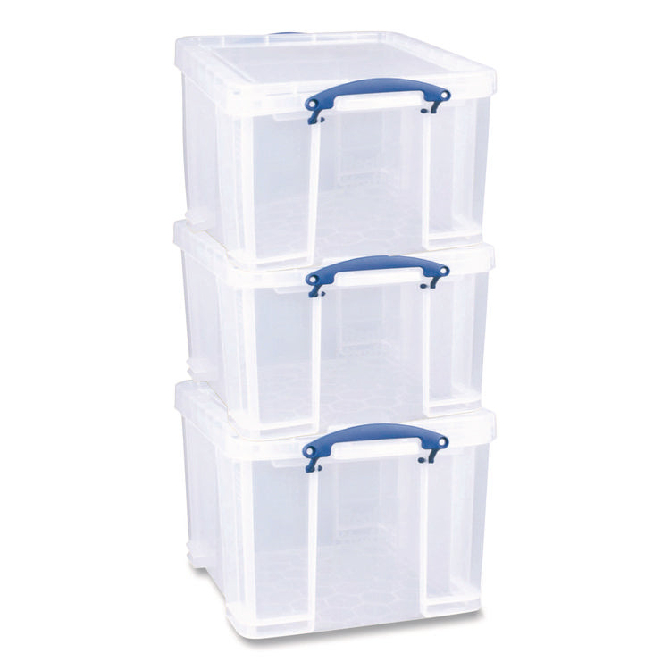 Snap-Lid Storage Bin, 8.45 Gal, 14" X 18" X 12.25", Clear/blue, 3/pack