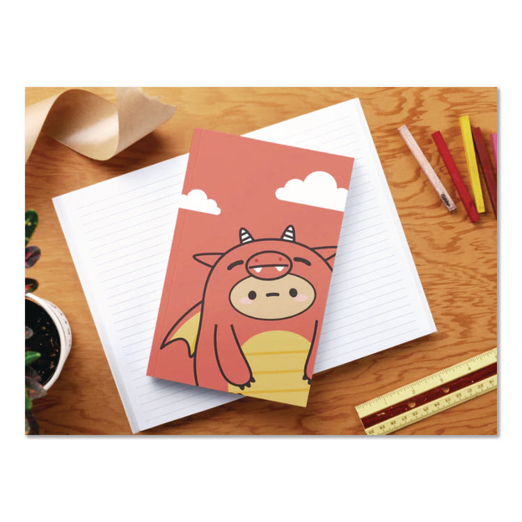 Smoko Tayto Dragon Layflat Notebook, 1-Subject, Medium/College Rule, Orange/Yellow/White Cover, (72) 8 x 5 Sheets