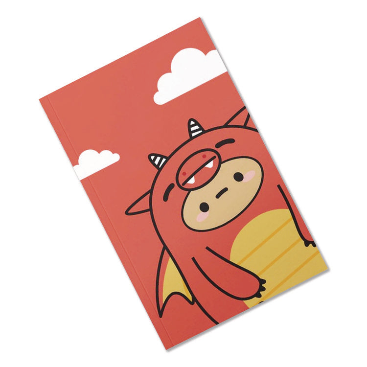 Smoko Tayto Dragon Layflat Notebook, 1-Subject, Medium/College Rule, Orange/Yellow/White Cover, (72) 8 x 5 Sheets