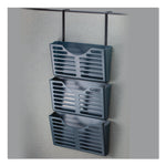 Recycled Plastic Cubicle Triple File Pocket, Cubicle Pins Mount, 13.5 x 4.75 x 28, Charcoal