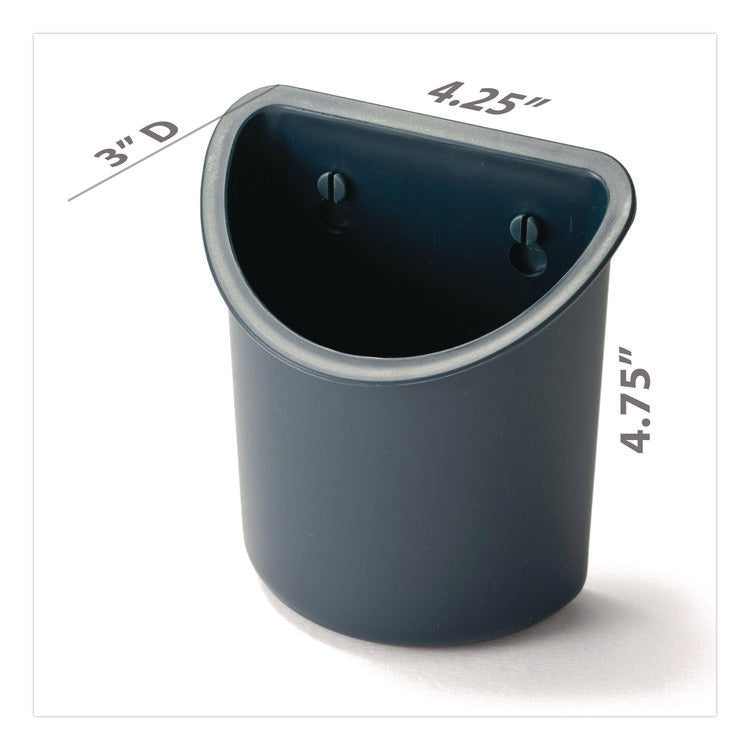 Recycled Plastic Cubicle Pencil Cup, 4.25 x 2.5 x 5, Wall Mount, Charcoal