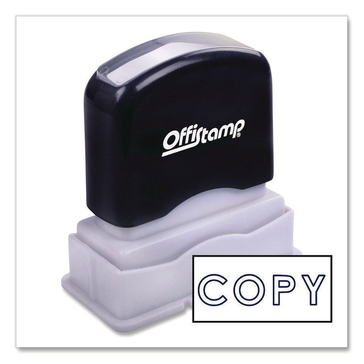 Pre-Inked Message Stamp, Copy, 1.63" X 0.38", Blue Ink