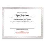 Foil Border Certificates, 8.5 X 11, White/silver With Braided Silver Border,15/pack