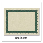 Metallic Border Certificates, 11 X 8.5, Ivory/green With Green Border, 100/pack