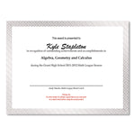 Foil Border Certificates, 8.5 X 11, Ivory/silver, Braided With Silver Border, 15/pack