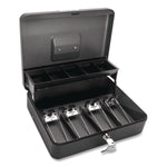 Tiered Cantidoor Lever Cash Box, 4 Bill, 5 Coin Slots, Key Lock, 11.9 X 9.7 X 3.5, Steel, Black