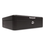 Tiered Cantidoor Lever Cash Box, 4 Bill, 5 Coin Slots, Key Lock, 11.9 X 9.7 X 3.5, Steel, Black