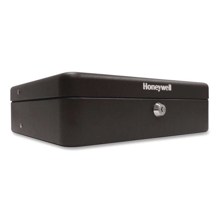 Tiered Cantidoor Lever Cash Box, 4 Bill, 5 Coin Slots, Key Lock, 11.9 X 9.7 X 3.5, Steel, Black