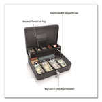 Tiered Cantidoor Lever Cash Box, 4 Bill, 5 Coin Slots, Key Lock, 11.9 X 9.7 X 3.5, Steel, Black