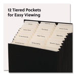 Stadium File, 10.5" Expansion, 12 Sections, 1/3-Cut Tabs, Letter Size, Charcoal