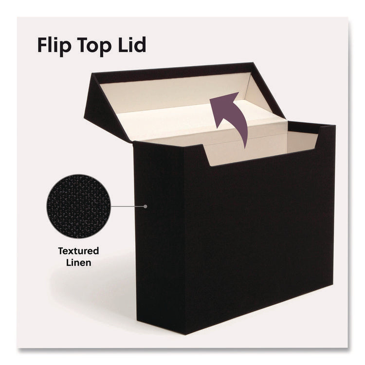 Flip Top File Box, Letter Files, 13 x 3.7 x 10, Charcoal