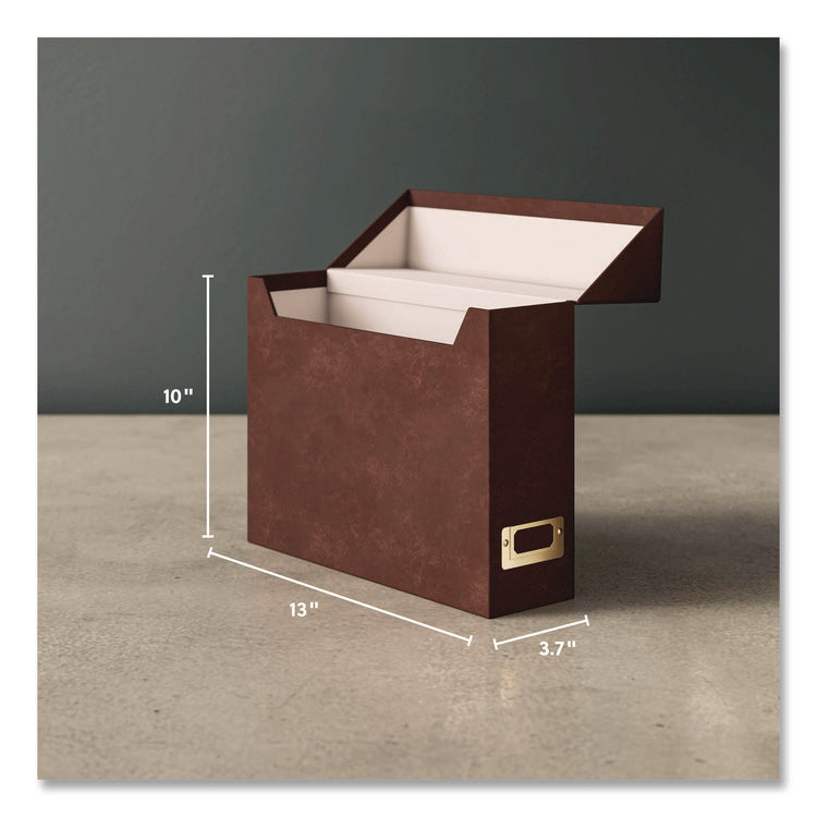 Flip Top File Box, Letter Files, 13 x 3.7 x 10, Saddle