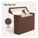 Flip Top File Box, Letter Files, 13 x 3.7 x 10, Saddle