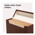 Flip Top File Box, Letter Files, 13 x 3.7 x 10, Saddle