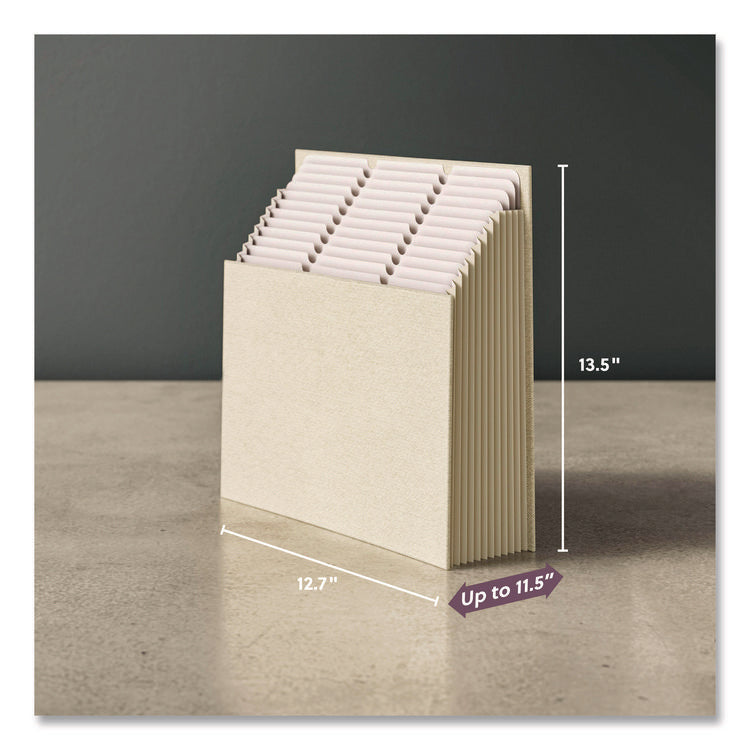 Stadium File, 10.5" Expansion, 12 Sections, 1/3-Cut Tabs, Letter Size, Beige