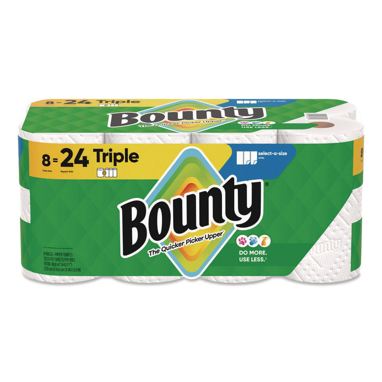 Select-a-Size Kitchen Roll Paper Towels, 2-Ply, White, 6 x 11, 123 Sheets/Roll, 8 Triple Rolls/Carton