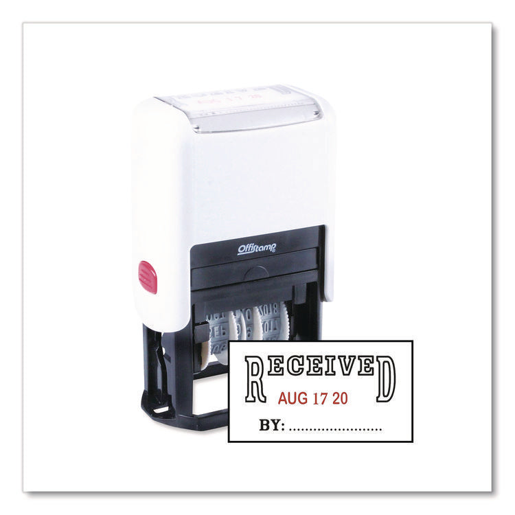Self-Inking Message Stamp With Blank "by" Line, 12 Years, Received, 1.63" X 0.88", Black/red Ink