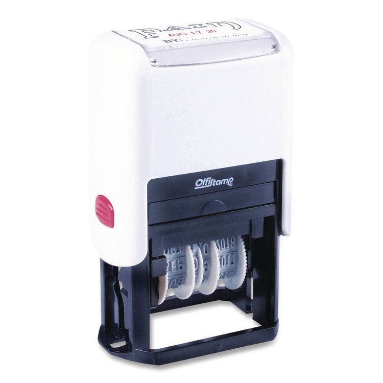 Self-Inking Message Stamp With Blank "by" Line, 12 Years, Paid, 1.63" X 0.88", Black/red Ink