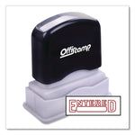 Pre-Inked Message Stamp With Blank Date Box, Entered, 1.63" X 0.38", Red Ink
