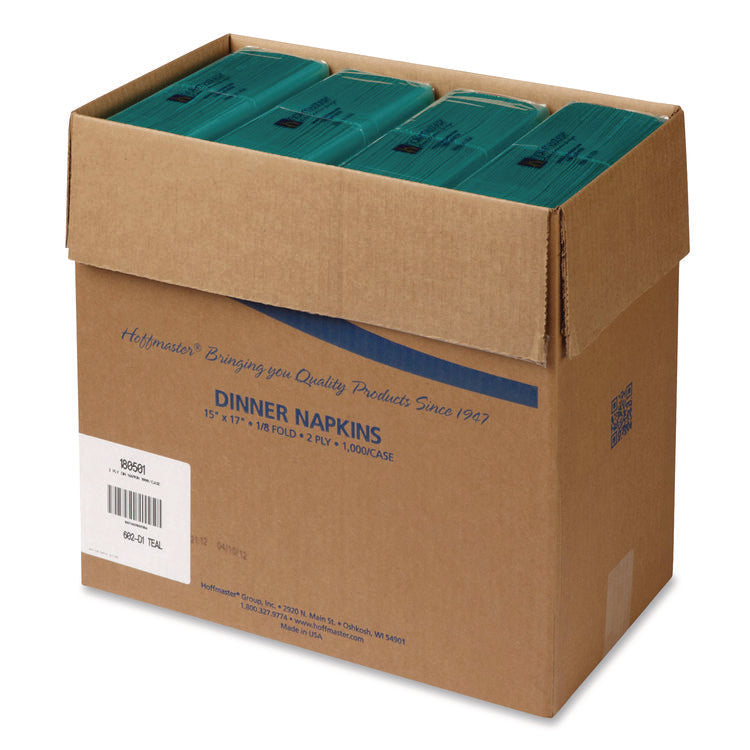 Dinner Napkins, 2-Ply, 15 x 17, Teal, 1,000/Carton