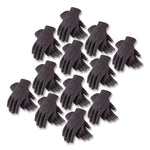 Polyester/Cotton Jersey Gloves, Clute Cut, Straight Thumb, One Size Fits Most, Brown, 12 Pairs