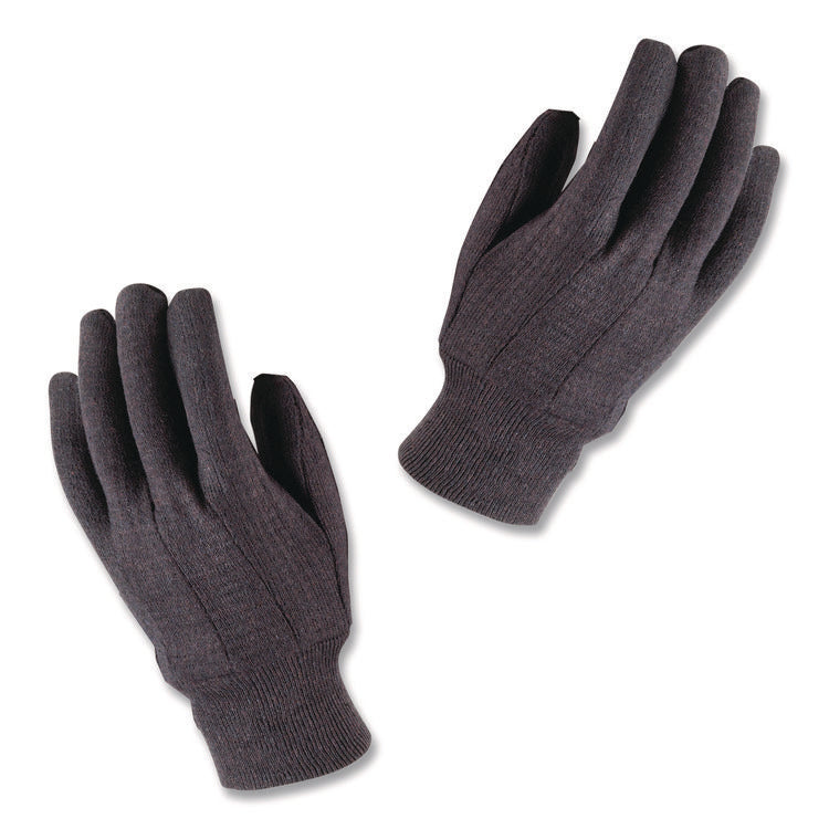 Polyester/Cotton Jersey Gloves, Clute Cut, Straight Thumb, One Size Fits Most, Brown, 12 Pairs