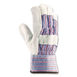 B/C Grade Shoulder Split Cowhide Leather Palm Gloves, Gunn Cut, Wing Thumb, Large, Blue/Gray, 12 Pairs