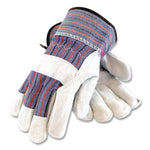 B/C Grade Shoulder Split Cowhide Leather Palm Gloves, Gunn Cut, Wing Thumb, X-Large, Blue/Gray, 12 Pairs