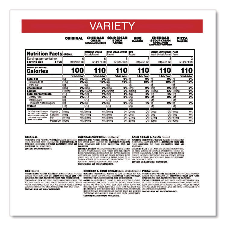 Snack Stack Variety Pack Crisps, (6) 0.67 and (21) 0.74 oz/Tubs, 27/Carton