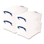 Snap-Lid Storage Bin, 2.37 Gal, 10.25" X 14.5" X 6.25", Clear/blue, 4/pack